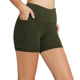 Yoga Pants Pocket High Waist Elasticity Pure Color Breathable Exercise Running Training Fitness