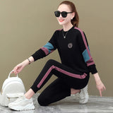 Sports Long Sleeve Two Piece Set Women Fashion Loose Tracksuit Streetwear Pullover Top And Pant Suits Joggers