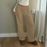 Zingj Wind Cotton Hemp Rope Straight Tube Casual Trousers Low Waist Simple Foundation Versatile Woven