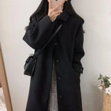 Woolen Coat Women's New Korean Version Of Black Medium-Length Tweed Coat Is Popular To Thicken Autumn And