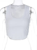Square Neck White Sexy Slim Y2K Crop Tank Top Summer Women Goth Clothes Streetwear Vacation Casual