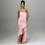 Zingj Women's Wear Spring / Summer 2024 New Fashion Sexy Open Shoulder Wipe Chest Irregular