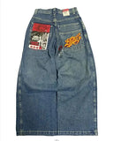 Zingj Wide-Legged Jeans Street Hip-Hop Personality Y2K Straight Casual Pants 211-0-Outfit