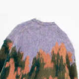 New Landscape Pattern V-Collar Loose Knitted Coat Coat
