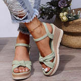 Zingj Summer New Slope Heel Sandals Women's Thick Soles Rise With Buckle Loose Pastry Soles And High