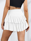 Smock Tiered Ruffle Mini Skirt-Outfit