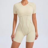 Zingj Three-Dimensional Beauty Sports Yoga Suit Integrated Tight Short Sleeve Hollow Back Conjoined Suit Female Fitness Clothing-Outfit