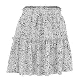 Summer Women's High Waist Chiffon Big Swing Short Skirt Printed Pleated Polka Dot Skirt Casual Short