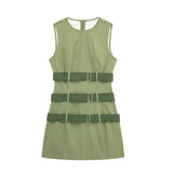 Spring Style Tooling Belt Vest Skirt Short Dress
