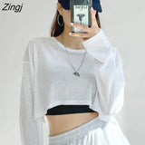 Women Solid Loose Fashion Casual Ulzzang Chic Summer Sheer Top Lady Students Stylish Streetwear Cool BF Tees