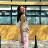Zingj And Spicy Wind Embroidery Letters Bump Color False Two Girl Sling New Slim Show Thin Bottom