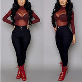 Women Blouses See Through Transparent Mesh Stand Neck Long Sleeve Sheer Blouse Shirt Ladies Tops