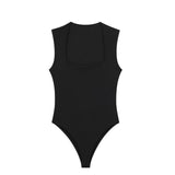 New Square Collar Solid Color Slim Sexy Sleeveless Jumpsuit