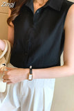 Women Shirt Sleeveless Womens Tops and Blouses Elegant Yellow Blouses for Women Basic Womens Blouses OL Clothes for