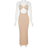 White Cut Out Maxi Dresses For Women Spaghetti Strap Backless Sexy Beach Dress Boho Long Summer Dress 2022 Party