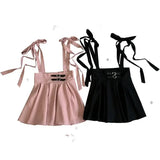 Lolita High Waist Mini Suspender Skirt Y2k Aesthetic Sweet Women Solid Streetwear Gothic Jk Saia Feminina Harajuku