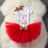 Girls Summer Dress Cute Newborn Baby Girl Clothes 1st Birthday Baby Bodysuit Romper+Ruffles Tutu Skirt +Headband