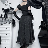 Autumn New Trailing Waist Skirt Temperament Elegant Court Style Jacquard Spliced Blouse
