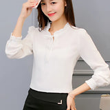 Daifei 2024 Winter Dress New Han Fan Chiffon Shirt Women's Long-Sleeved White Fashion Shirt Loose