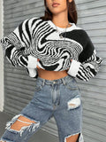 Vintage Ripple Round Collar Collar Sweater Fashion Design Lazy Knitted