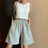 Women Embroidery Elasticity Lovely Girls Korean Style Sweet Students Harajuku Colorful Simple Oversize Trousers