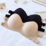 Tube Top Women Strapless Bra Adjusted Large Size No Wire Thin Sexy Underwear Push Up Breathable