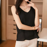 Women Shirt Chiffon Tank Tops Female Sleeveless Shirts Tops Woman White Pullover Blouse 2023 Fashio Woman Basic