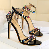 Zingj Roman Style Women's Shoes With Ultra High Heel Open Toe With Hollow Color Rivet