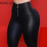 Women Casual Elegant Alligator Print High Waist Zipper PU Leather Spring&Autumn Pencil