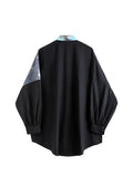 Long Sleeve Women's Blouse Shirt Patchwork Turn Down Collar 2023 Autumn Korean Fashion Clothing Casual Female