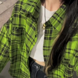 Plaid Shirt Oversize Shirts Fashion Women Blouses 2023 Casual Youth Woman Clothes Harajuku Tunic Women's Clothing