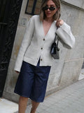2025 Leisurely Pure Color V-Neck Knitted