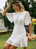 Spring / Summer New Front Piece Lace Dress INS Hem Cuff Lace Fringed
