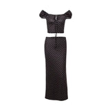 Zingj Women's Clothing Summer New Light Ripe Wind Bare Shoulder Slim Jacket Fashion Wave Dot Temperament Skirt Suit