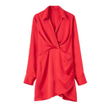 New Candy-Colored Silk Satin Long-Sleeved Dress In