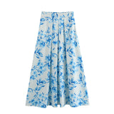 Spring Flower Print Shirt Flower Print Fan Flute Skirt 7484067