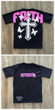T-Shirt Y2K Hip-Hop Letter Retro Cross Graphic Print Oversized T-Shirt Men's Round Neck Cotton Short-Sleeved