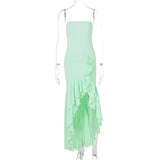 Zingj Women's Wear Spring / Summer 2024 New Fashion Sexy Open Shoulder Wipe Chest Irregular