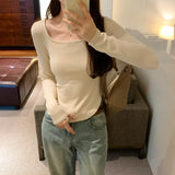 Sense Small Square Collar Long-Sleeved T-Shirt Women's Autumn New Slim And Slim Underwear With Thread
