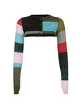 Color Block Striped Long Sleeve Bolero Cardigan-Outfit