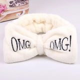 New OMG Letter Coral Fleece Wash Face Bow Hairbands For Women Girls Headbands Headwear Hair Bands Turban Hair