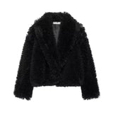 Women's Thick Lamb Fur Black Coat Women's Winter 2025 New