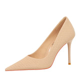 Zingj Korean Version Of Fashion Delicate Show Thin And Sweet High-Heeled Shoes With Super High Heel Shallow Mouth Pointed Single Shoes Women's