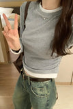 Style Ins Thin Fake Two Long-Sleeved T-Shirts For Girls In Autumn And Winter With Ruffled