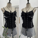 Shooting Cowboy Draw Rope Tie With Chest Vest Hair Side To Make Old Short Body Sleeveless Top Woman