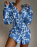 Zingj Wise Hot Style Fashion Print With Waist Button Decoration Women's