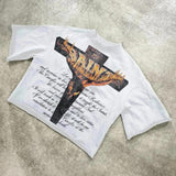 Version Simple Minority Design Cartoon Long Printed Cotton T-Shirt Men's Hip-Hop Harajuku Y2k Loose Couple