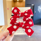 New Girls Red Butterfly Knot Hair Rope Love Wave Spot Hair Circle Girl Double Horsetail Head Rope Fashion Hair