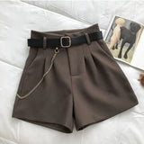 New Summer Women's Shorts Button Solid Color Pocket Casual High Waist Suit Shorts Casual Thin Women Clothing + Send