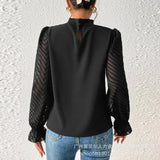 Zingj Pleated Collar Flounce Sleeve Shirt P1ODL1725 /